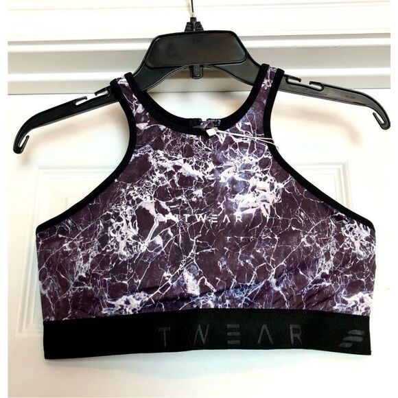 FITWEAR FASHION - NWT L Sz 12 “Grace” Crop Top w/Zippered Back/Marble/Black Trim - Picture 4 of 16